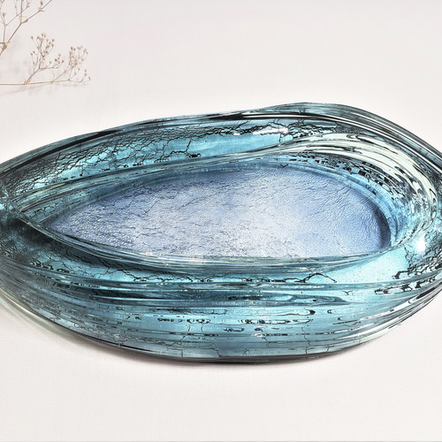 ガラス水盤 花器 積層葉型水盤 一輪挿し・花瓶・花器 スタジオ