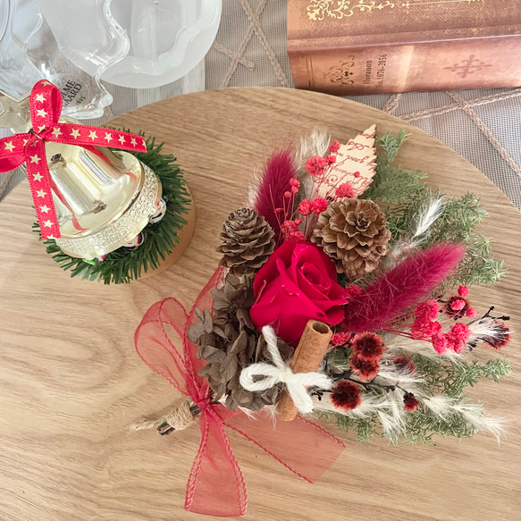 ♡~*:＊Christmas mini  bouquet＊:*~♡スワッグブーケ☆ドライフラワー 5枚目の画像