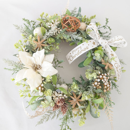 クリスマスリース ハンドメイド・手芸 ポポラスとルナリアのハーフ
