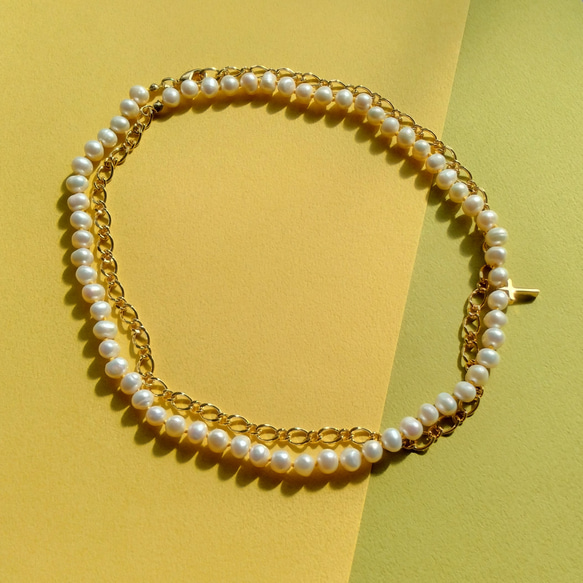 pearl＆chain necklace / オールノット 2枚目の画像