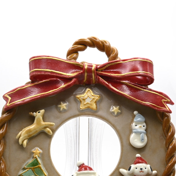 送料無料　陶製クリスマスリース 4枚目の画像