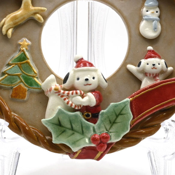 送料無料　陶製クリスマスリース 3枚目の画像