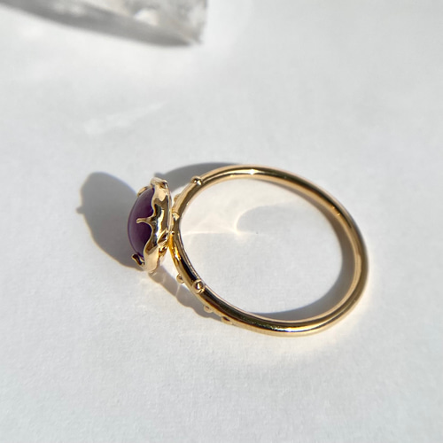 天然スギライトリング 12号 原石から磨いた1点ものジュエリー！ 指輪  