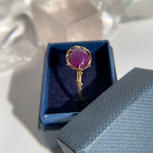 天然スギライトリング 12号 原石から磨いた1点ものジュエリー！ 指輪  