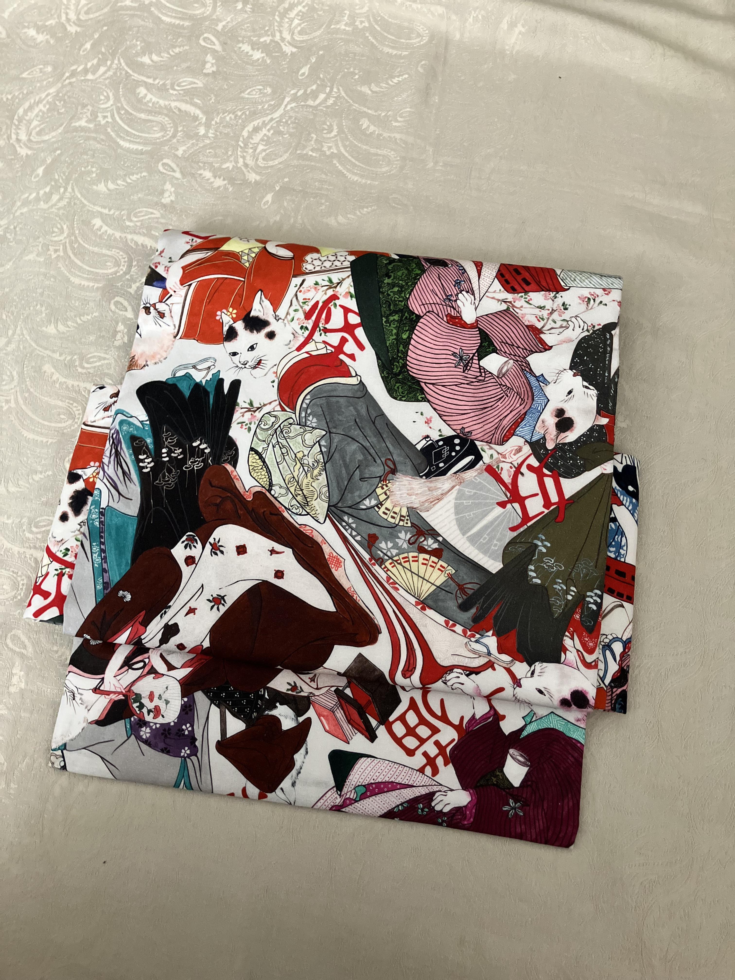 名古屋帯　妖怪猫　浮世絵猫　鳥獣戯画　和装　着物　ファブリック　猫柄　浴衣　長尺