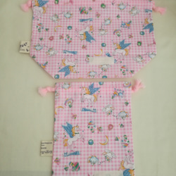 3点セット・ユニコーンとティーカップ柄(ピンク)【入園入学・女の子】 4枚目の画像