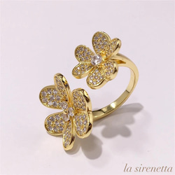 受注製作 ＊ micro pave clover ring 2枚目の画像