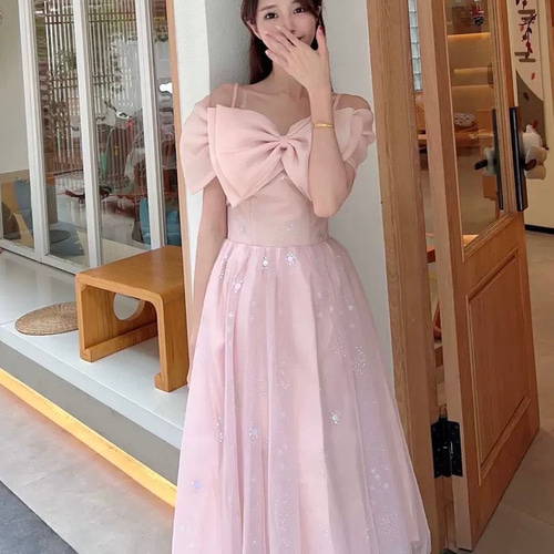 可愛いチュールリボンドレス☆ロング丈でエレガントに魅せるアイテム 可愛いチュールリボンドレス☆ロング丈でエレガントに魅せる