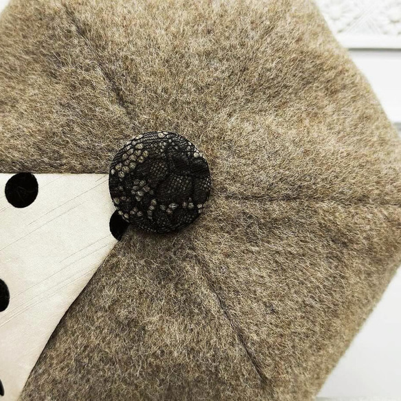 ■3日内発送■【新作】『水玉ドットを大人可愛く。Reウールを使ったエコなベレー帽♩』 帽子 ベレー  ウール冬 15枚目の画像