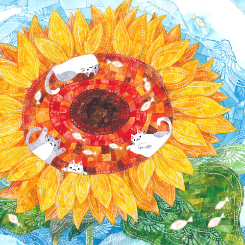 透明水彩画原画「花の咲く路地06」額縁付F4サイズ