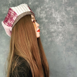 [11/25 再次上架] 「我對絨毛很著迷。可愛成熟的貝雷帽，淡粉紅色溫暖的毛皮和蕾絲。冬天 第4張的照片