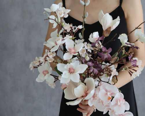 造花　ブーケ　マグノリア ホワイトマグノリアのブーケ | 造花ブーケ ウェディングブーケ
