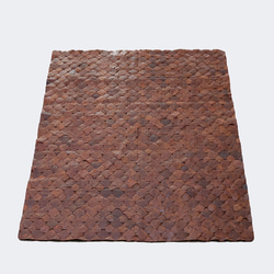 ニットレザーラグ (革片を組み合わせたなめらかな手織りラグ) 革のラグ 玄関マット 3枚目の画像
