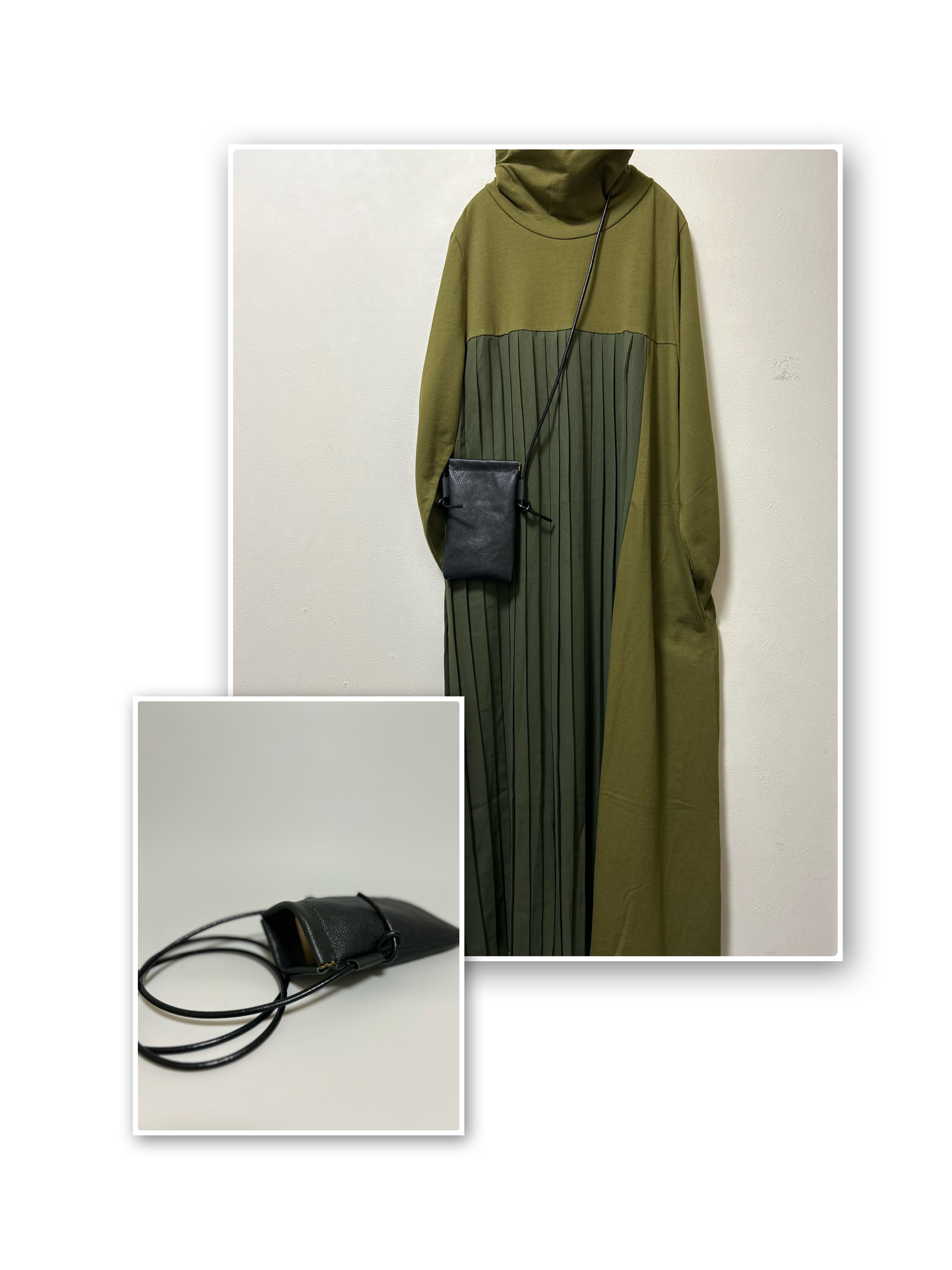 姫路レザーバネ口スマホポシェット◆黒　スマホショルダー　スマホポシェット　サコッシュ　メガネケース　携帯ケース　限定
