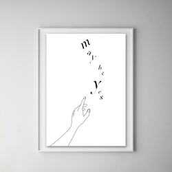 グラフィック・アートポスター maybe yes / モノクロ モダン ミニマル ラインアート タイポグラフィ 8枚目の画像