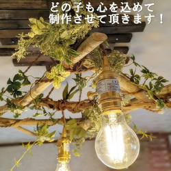 流木のペンダントライト5灯　LED電球セット　受注生産品　　｜天井照明　カフェ/サロン店舗照明 5枚目の画像