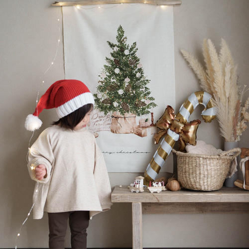 在庫限りコットンリネン/クリスマス タペストリー(PINE) タペストリー