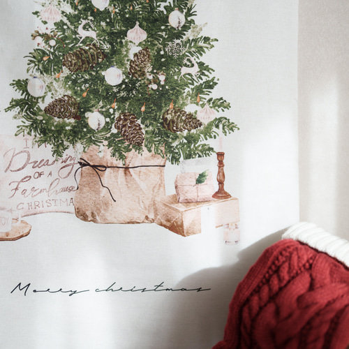 在庫限りコットンリネン/クリスマス タペストリー(PINE) タペストリー