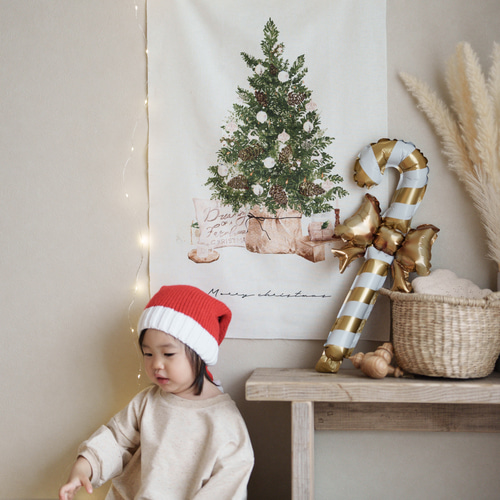 在庫限りコットンリネン/クリスマス タペストリー(PINE) タペストリー