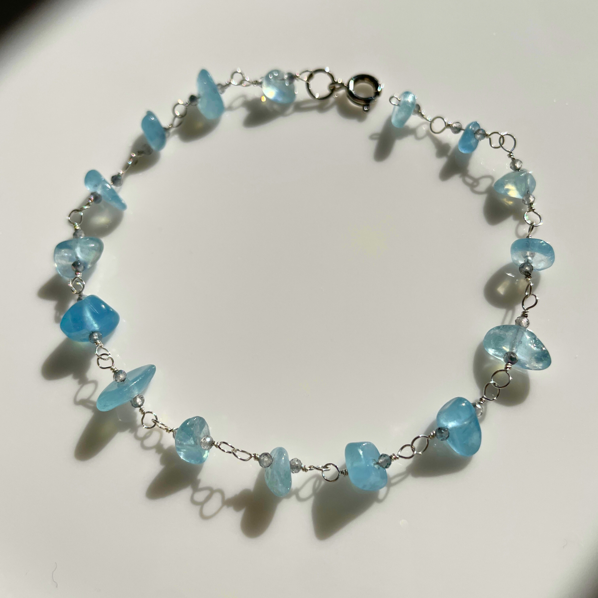 ◆シルバー925◆アクアマリン ミスティックトパーズ ブレスレット 天然石 ◇シルバー925◇アクアマリン ミスティックトパーズ