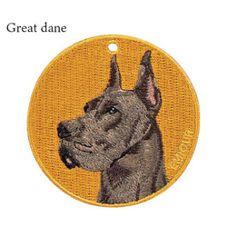 キーホルダー 犬 刺繍 大型犬 ペット 動物 愛犬 グレートデーン プレゼント ギフト  両面 ストラップ or-011 6枚目の画像