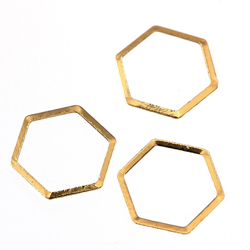 ネイルパーツ フレーム ゴールド 六角形 7mm 500個 メタル レジン