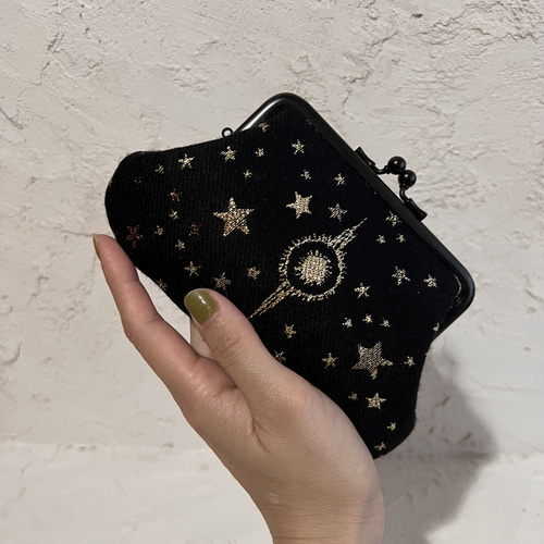 ファブリック2024 月と星のお財布 がま口財布 ポーチ がま口 riff art