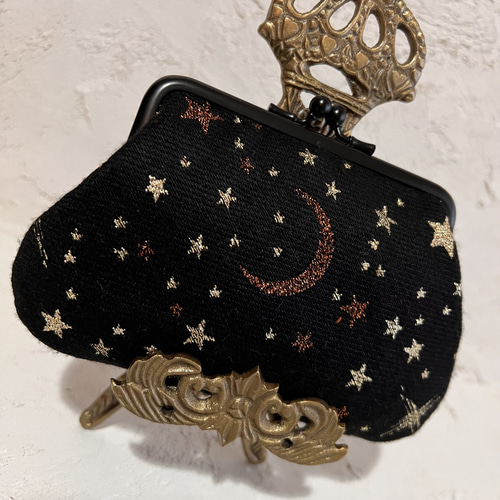 ファブリック2024 月と星のお財布 がま口財布 ポーチ がま口 riff art