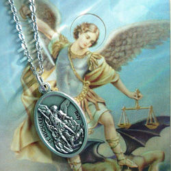 貴方を守る☆イタリア製大天使ミカエルお守りロザリオネックレス