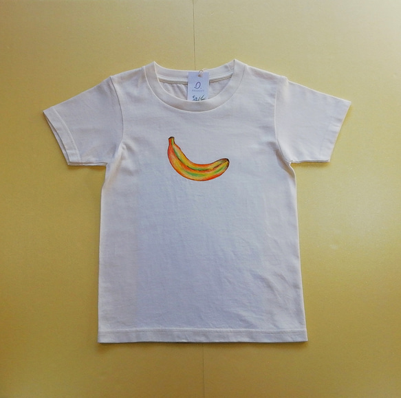 手描きTシャツ バナナ 子ども120㎝ ☆バナナTシャツMとペア割引有り T  
