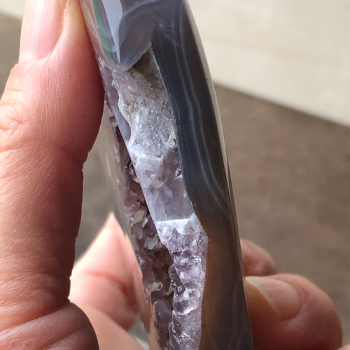 虹入り☆ドゥルージー☆アゲートアメジストハート☆スタンド付き☆瀧川  