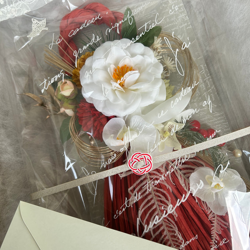 菊と梅のしめ飾り/アーティフィシャルフラワー/造花 しめ飾り/おしゃれ 