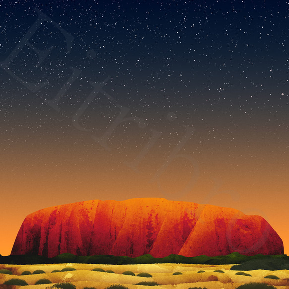 アート ポスター /  Uluru[ Ayers rock ] : Nightfall インテリア・北欧好きの方に 3枚目の画像