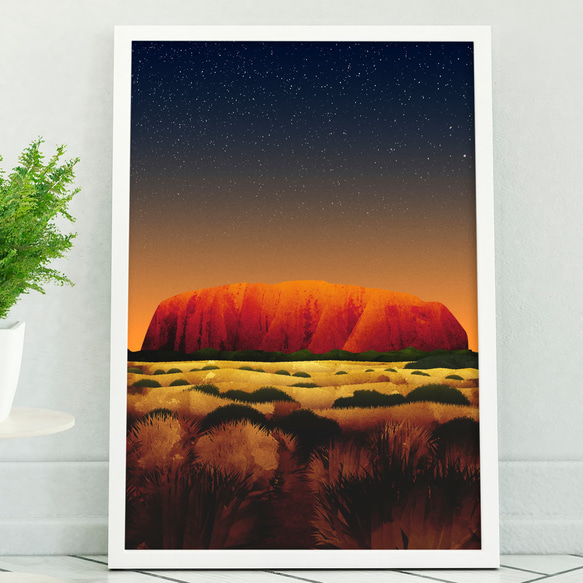 アート ポスター /  Uluru[ Ayers rock ] : Nightfall インテリア・北欧好きの方に 1枚目の画像