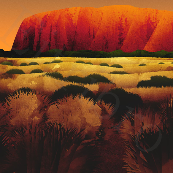 アート ポスター /  Uluru[ Ayers rock ] : Nightfall インテリア・北欧好きの方に 7枚目の画像