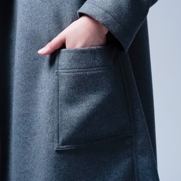 [soco] 用濕潤的高品質 100% 羊毛長袍外套享受特殊時刻 / 灰色 h022q-gry3 第18張的照片