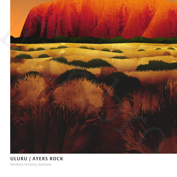 アート ポスター / Uluru[ Ayers rock ] : Nightfall No2 インテリア・北欧好きの方に 7枚目の画像