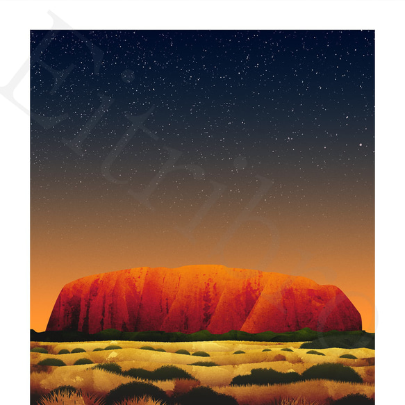 アート ポスター / Uluru[ Ayers rock ] : Nightfall No2 インテリア・北欧好きの方に 3枚目の画像
