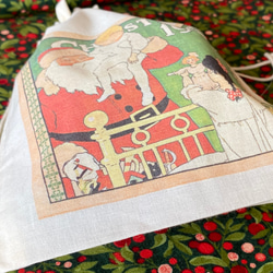 在庫4点！クリスマスギフトバッグ！『布バッグ　サンタクロース柄　ラッピング　L』～Lサイズ　サンタ～ 4枚目の画像