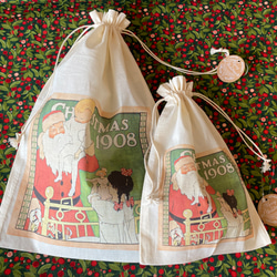 在庫4点！クリスマスギフトバッグ！『布バッグ　サンタクロース柄　ラッピング　L』～Lサイズ　サンタ～ 13枚目の画像