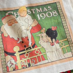 在庫4点！クリスマスギフトバッグ！『布バッグ　サンタクロース柄　ラッピング　L』～Lサイズ　サンタ～ 3枚目の画像