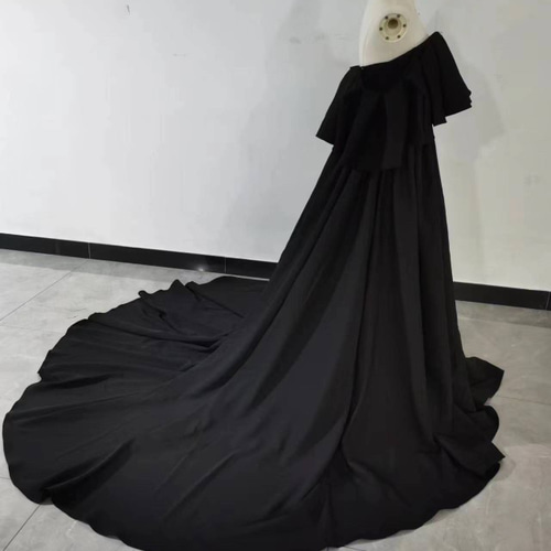 カルヴェン/CARVEN 黒色のAラインドレス 新品タグ付き 送料無料！人気上昇！カラードレス エンパイアライン パーティー