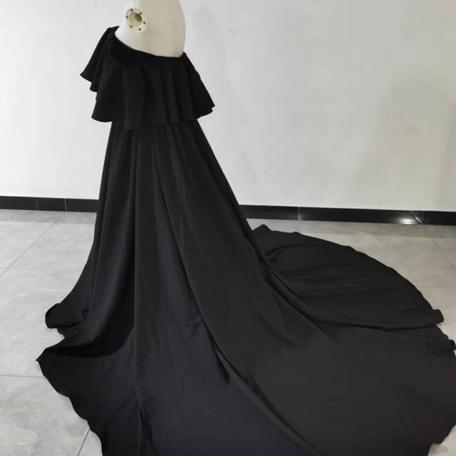 オフショルダー黒カラードレス カラードレス プリンセスライン ロングドレス ブラック オフ