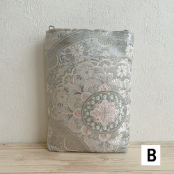 2柄◆絹の帯からスマホショルダー　桜色欧風華文様　帯リメイク292 9枚目の画像