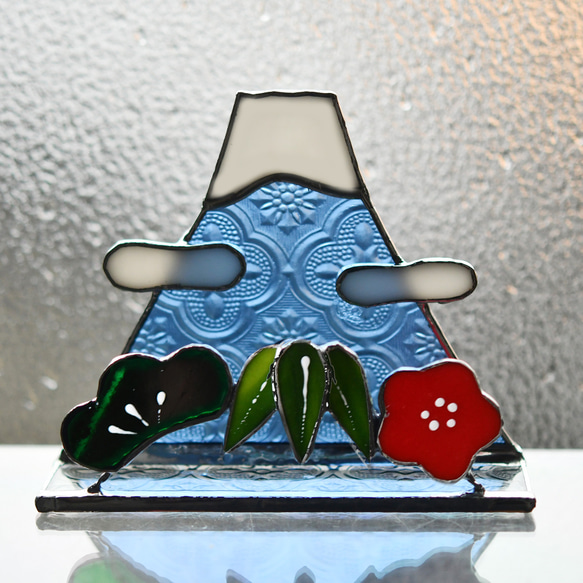 ステンドグラス 富士山と松竹梅 お正月 その他インテリア雑貨 もえくる