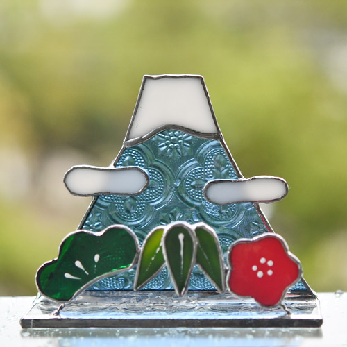 ステンドグラス 富士山と松竹梅 お正月 その他インテリア雑貨 もえくる