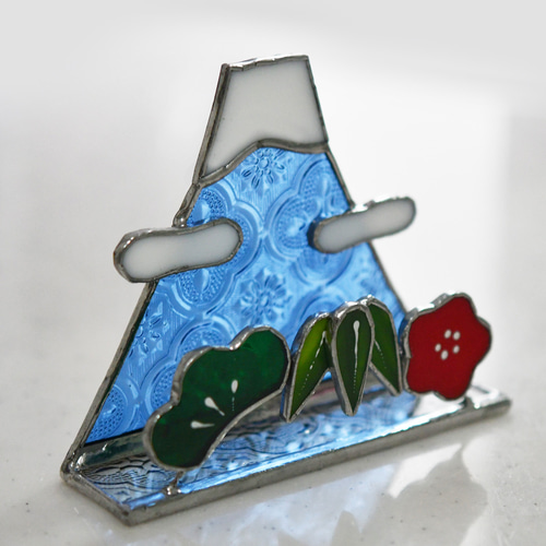 ステンドグラス 富士山と松竹梅 お正月 その他インテリア雑貨 もえくる