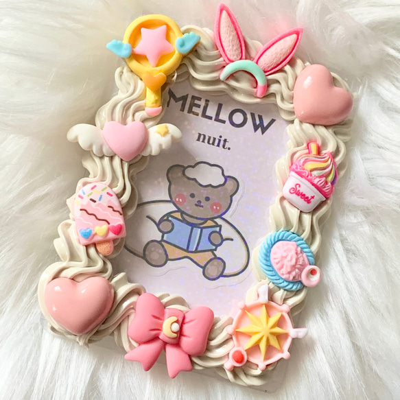 硬質ケーストレカケースデコホイップデコB8白紫ミックス ピンクいちご