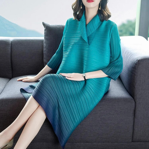 【極美品】プリーツプリーズ グラデーション チュニック ワンピース 青　ブルー PLEATS PLEASE ISSEY MIYAKE – isseymiyake.com