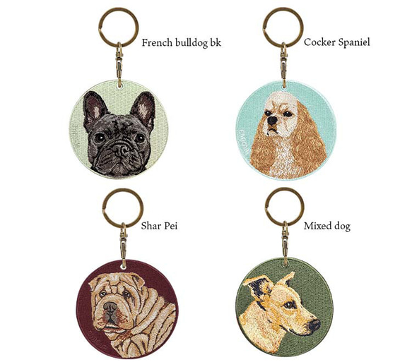 キーホルダー 犬 刺繍 チャーム  動物 愛犬 フレンチブルドッグ プレゼント ギフト 両面 ストラップ or-051 8枚目の画像